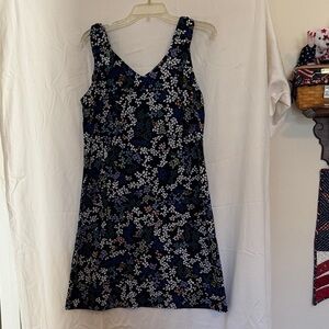 CAbi Black and Blue Floral Mini Dress